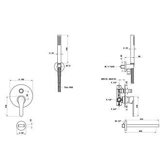 Смеситель для ванны Bongio O'Clock Green 14530NE0D матовый чёрный