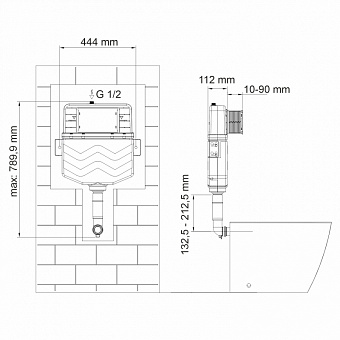 Бачок скрытый WASSERKRAFT 10TLT.031.ME 7,5л