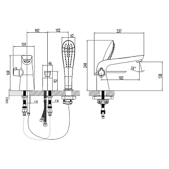 Смеситель для ванны LEMARK Melange LM4947CW белый/хром