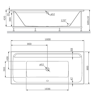 Ванна акриловая AM-PM Inspire 2.0 W52A-180-080W-A 180х80см пристенная