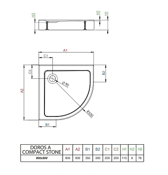 Душевой поддон RADAWAY Doros A Compact 90х90см