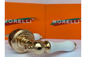 Дверная ручка нажимная MORELLI MART MH-42-CLASSIC PG/W белый/золото