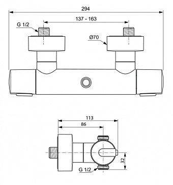 Смеситель для душа IDEAL STANDARD CERATHERM 100 A4639AA хром