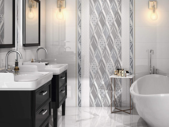 Настенная плитка KERAMA MARAZZI 13000R белый блестящий обрезной 89,5х30см 1,34кв.м. глянцевая