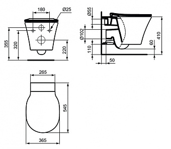 Унитаз подвесной IDEAL STANDARD CONNECT AIR K819501 безободковый без микролифта