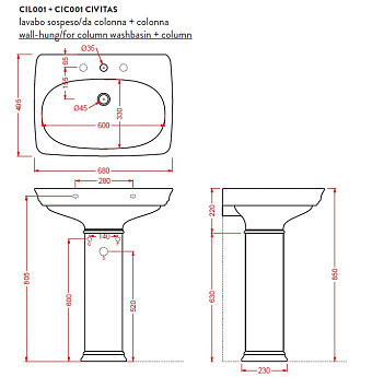 Раковина подвесная ArtCeram Civitas CIL001 62 00 68х49,5см