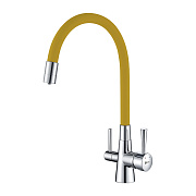 Смеситель для кухни LEMARK Comfort LM3075C-Yellow гибкий излив жёлтый/хром