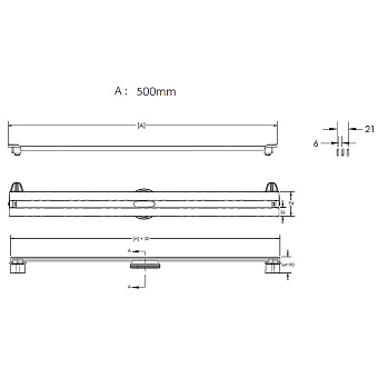 Щелевой душевой трап BERGES SUPER Slim 091078 500 53х12,5см вертикальный сток