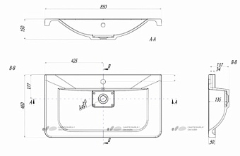 Раковина встраиваемая сверху Акватон Serel 1A71443KSH010 85х46см