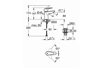 Смеситель для раковины GROHE BauEdge 23895001 хром