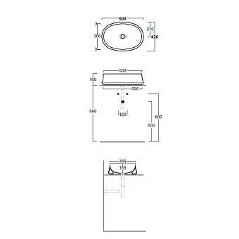 Раковина на столешницу SIMAS SHARP SH04 moka matt 60х42см