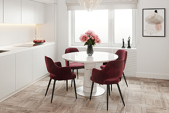 Кухонный стол раскладной AERO 120х120х76см закаленное стекло/сталь White Glass