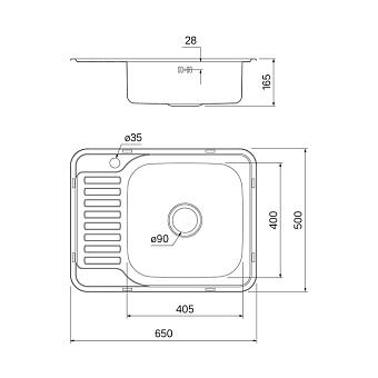 Мойка кухонная IDDIS Basic BAS65PRi77 65х50см сталь