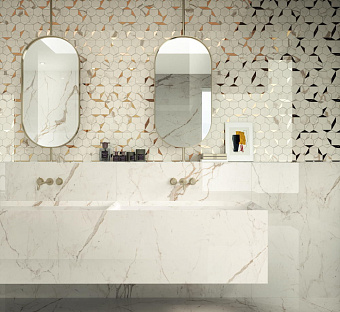 Керамическая мозаика Atlas Concord Италия Marvel Shine A4WV Statuario Supremo Platino Hex Shiny 29х25,4см 0,437кв.м.