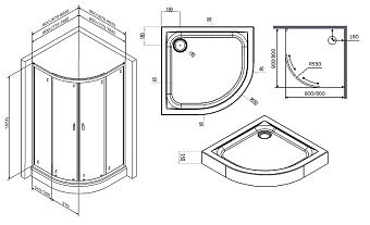 Угловое ограждение AM-PM X-Joy Twin Slide W88G-205-080BT64 180х80см стекло прозрачное