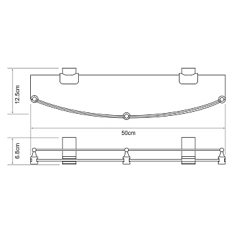 Полка в ванную округлая WASSERKRAFT Leine K-5000 WHITE K-5044WHITE 1-ярусная 12,5х50см бежевый/хром
