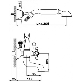 Смеситель для ванны Cisal Arcana AC00012027 бронза