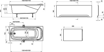 Ванна акриловая RAVAK VANDA II CP11000000 160х70см встраиваемая
