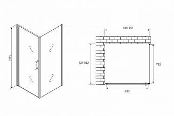 Угловое ограждение Abber Sonnenstrand AG04090M-S85M 195х85см стекло матовое