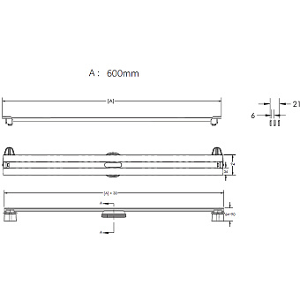 Щелевой душевой трап BERGES SUPER Slim 91052 63х12,5см вертикальный сток