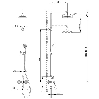 Душевая система LEMARK Peretto LM6362RB чёрный кофе