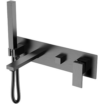 Смеситель для ванны Boheme Qubic 474-2-GM оружейная сталь