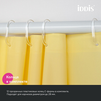 Шторка для ванной IDDIS Promo P06PE18i11 180х180см жёлтый