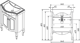 Тумба под раковину напольная CAPRIGO VERONA 33510-B165 41х87,5х66см