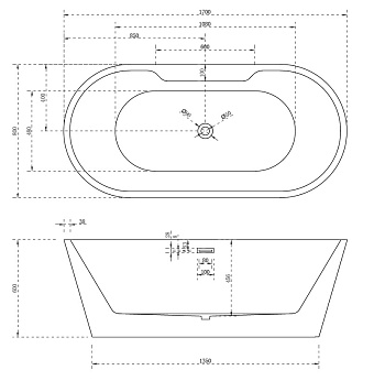 Ванна акриловая Abber AB9299-1.7 170х80см отдельностоящая