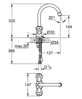 Смеситель для раковины GROHE Costa L 21374001 хром