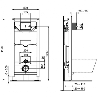 Инсталляция с унитазом IDEAL STANDARD PROSYS CONNECT AIR R031001