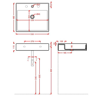 Раковина на столешницу ArtCeram Scalino SCL007 01 00 55х48см