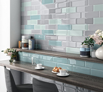 Настенная плитка KERAMA MARAZZI 9012 зелёный грань 8,5х28,5см 0,97кв.м. глянцевая