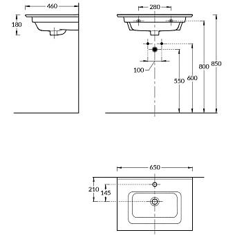 Раковина мебельная KERAMA MARAZZI Piano PI.wb.65 65х46см