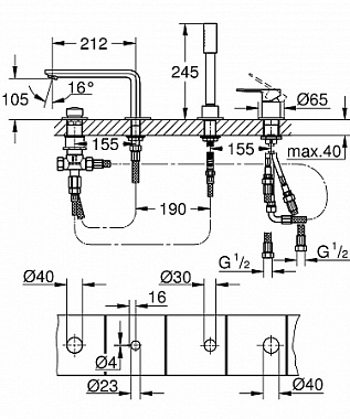 Смеситель для ванны GROHE Lineare New 19577001 хром