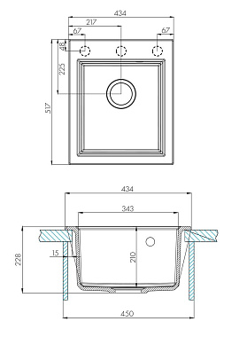 Мойка кухонная Акватон Линеа 1A732932LW240 51,7х43,4см жемчуг
