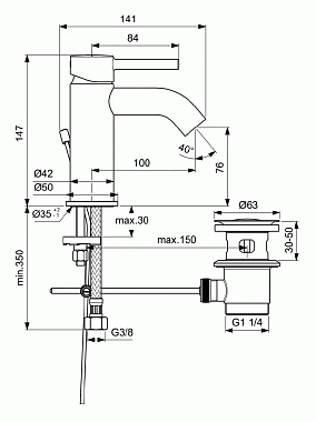 Смеситель для раковины IDEAL STANDARD CERALINE BC192AA хром