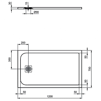Душевой поддон IDEAL STANDARD ULTRAFLAT S K8221FS 70х120см