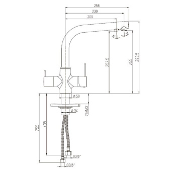 Смеситель для кухни Paini Arena 92CR6433VEB90DAKM поворотный излив хром