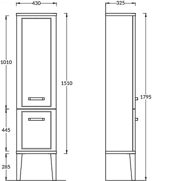 Пенал подвесной KERAMA MARAZZI Pompei PO.N.150.BLK 33х43х180см чёрный глянцевый