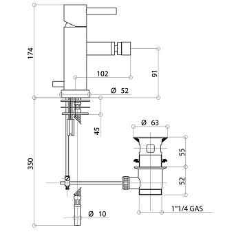 Смеситель для биде Bongio T Mix 32522NEPR матовый чёрный