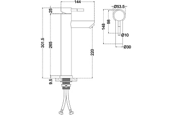 Смеситель для раковины MELANA Tondo 610101PVD-B чёрный