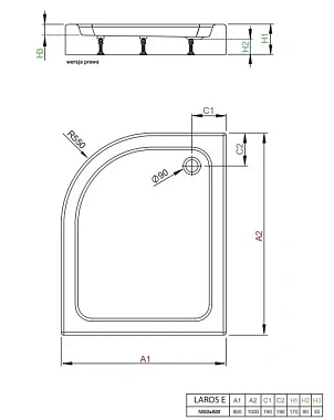 Душевой поддон RADAWAY Laros SLE81017-01R 100х80см