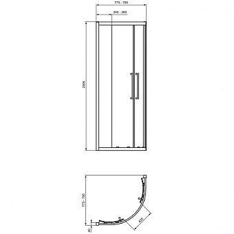 Угловое ограждение IDEAL STANDARD Ideal Standard i.life T4933EO 200,5х80см стекло прозрачное