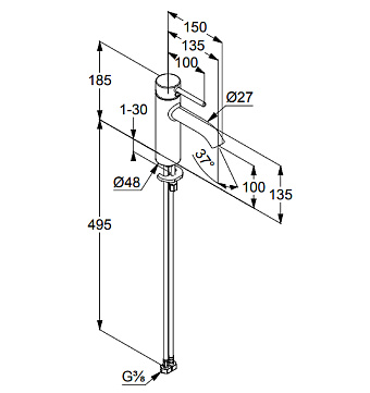 Смеситель для раковины KLUDI Bozz 382820576 хром