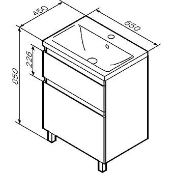 Тумба под раковину напольная AM-PM X-Joy M85AFSX0652WG 44,5х62,5х81см