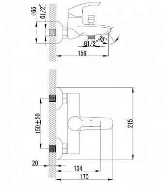 Смеситель для ванны LEMARK Plus Strike LM1102C хром