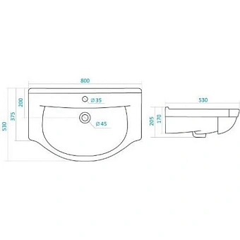 Тумба с раковиной MIRSANT Камилла УТ000004927 320х80х70см