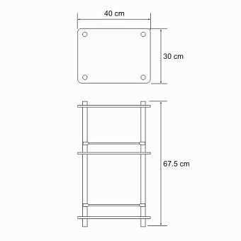 Полка в ванную прямоугольная WASSERKRAFT K-4033 3-ярусная 30х40см хром