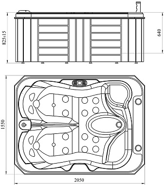 Мини бассейн СПА RADOMIR Мишель 1-30-0-0-0-051П 205х155х64см 0,75куб.м